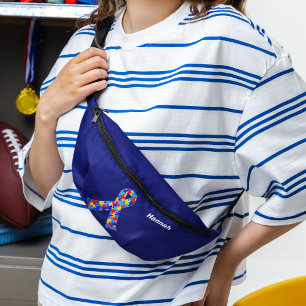 Autism Awareness Ribbon Personalised Blue Bum Bags