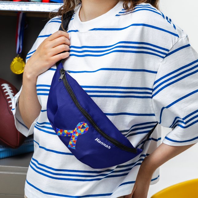 Autism Awareness Ribbon Personalised Blue Bum Bags (Creator Uploaded)