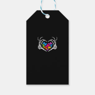 Autism Awareness s s Skeleton Hand Heart Puzzle Pi Gift Tags
