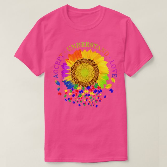 Autism Awareness s Sunflower Accept Understand Lov T-Shirt (Design Front)