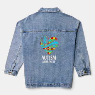 Autism Awareness S Women Heart Support Autistic Ki Denim Jacket