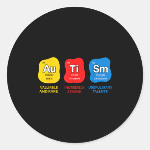 Autism awareness science periodic table elements classic round sticker