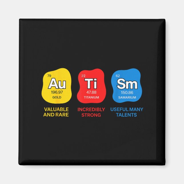 Autism awareness science periodic table elements magnet (Front)