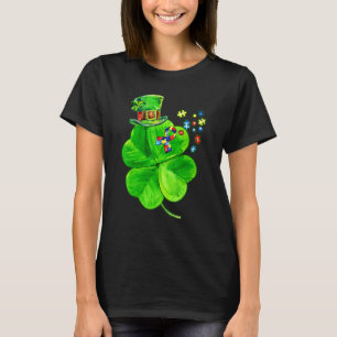 Autism Awareness Shamrock St Patrick's Day Puzzle T-Shirt