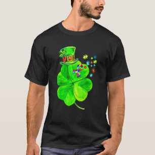 Autism Awareness Shamrock St Patrick's Day Puzzle  T-Shirt