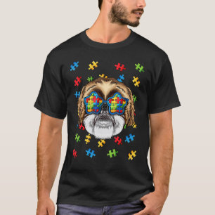 Autism Awareness Shih Tzu Puzzle Sunglasses Autist T-Shirt