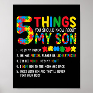 Autism Awareness Shirt 5 Things You Should Know Ab Poster