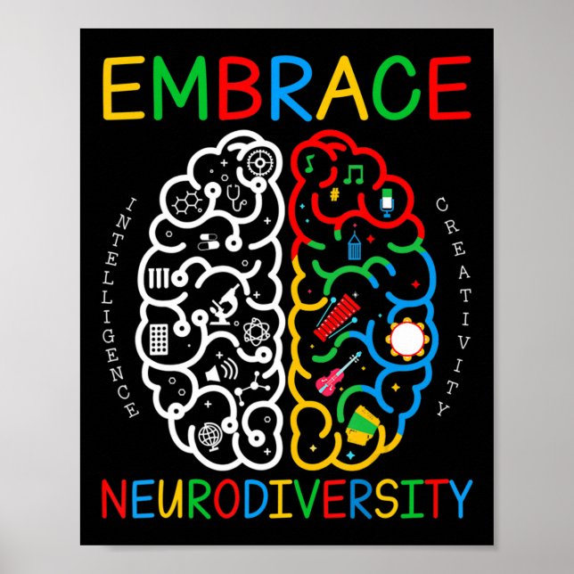 Autism Awareness Shirt Embrace Neurodiversity ADHD Poster (Front)