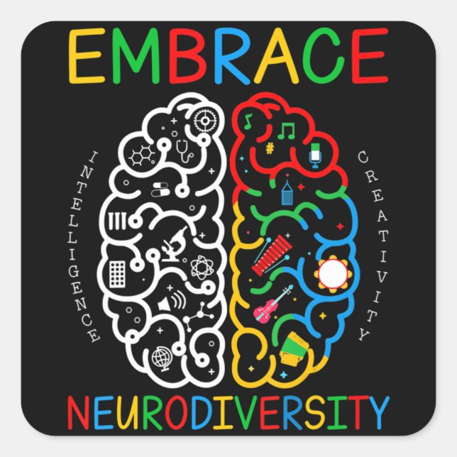 Autism Awareness Shirt Embrace Neurodiversity ADHD Square Sticker (Front)