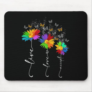 Autism Awareness Shirt Live Love Accept Autism Flo Mouse Pad