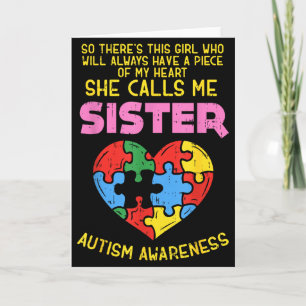 Autism Awareness Shirt Sister Piece Of My Heart Gi Card