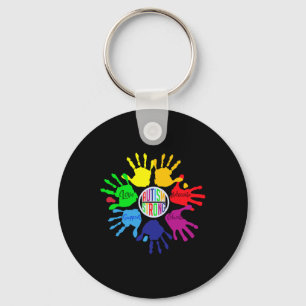 Autism Awareness Sign Language Hand Puzzle Suppor Key Ring