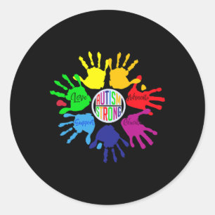 Autism Awareness Sign Language Hand Puzzle Support Classic Round Sticker