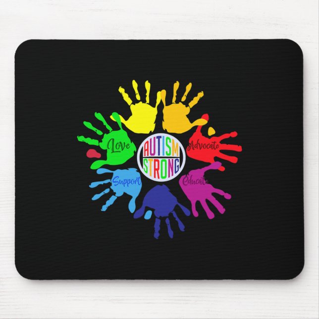 Autism Awareness Sign Language Hand Puzzle Support Mouse Pad (Front)