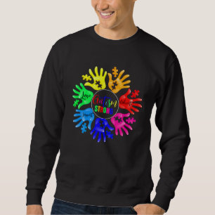 Autism Awareness Sign Language Hand Puzzle Support Sweatshirt