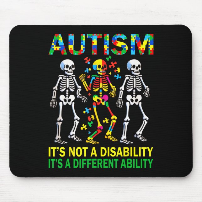 Autism Awareness Skeleton Dancing Autistic Kids Aw Mouse Pad (Front)