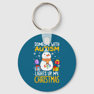 Autism Awareness Snowman Xmas Decor Key Ring