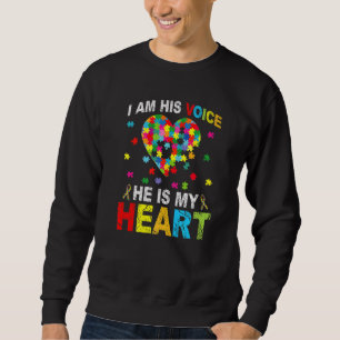 Autism Awareness Son Boys Kids I Am His Voice He I Sweatshirt