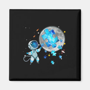 Autism Awareness Space Stars Astronaut On The Moon Magnet