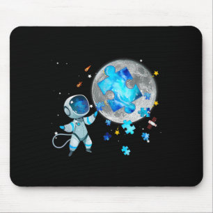 Autism Awareness Space Stars Astronaut On The Moon Mouse Pad