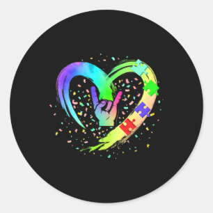Autism Awareness Special Ed Teacher Asl Sign Langu Classic Round Sticker