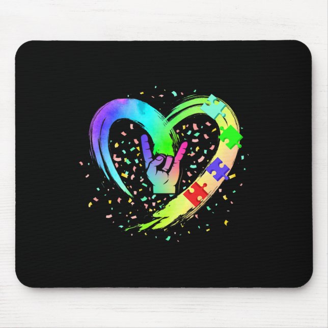 Autism Awareness Special Ed Teacher ASL Sign Langu Mouse Pad (Front)