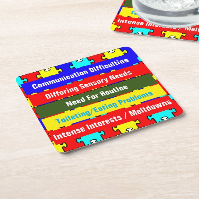 Autism Awareness /Square Coasters (Angled)