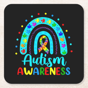 Autism Awareness Square Paper Coaster