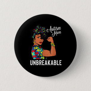 Autism Awareness Strong Mom Afro Mother Black Wome 6 Cm Round Badge