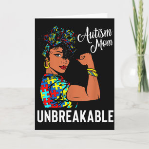 Autism Awareness Strong Mom Afro Mother Black Wome Card