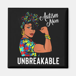 Autism Awareness Strong Mom Afro Mother Black Wome Magnet