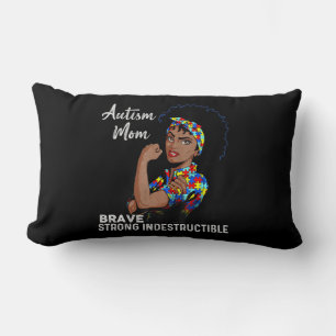 Autism Awareness Strong Mum Afro Mother Black Wome Lumbar Cushion