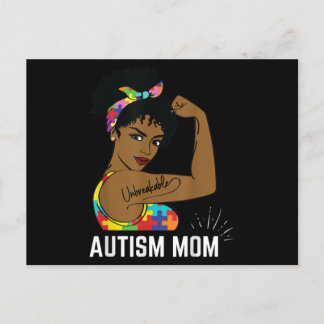 Autism Awareness Strong Mum Afro Mother Black Wome Postcard