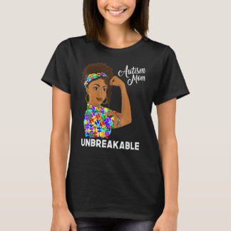 Autism Awareness Strong Mum Afro Mother Black Wome T-Shirt