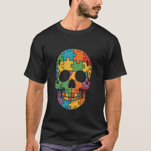 Autism Awareness Sugar Skull Puzzle Men Women Kids T-Shirt