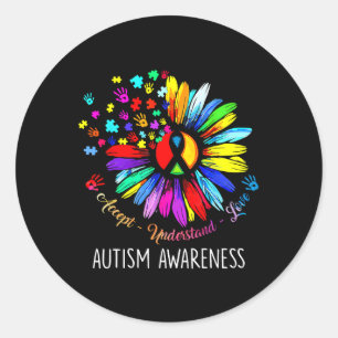Autism Awareness Sunflower Accept Understand Love  Classic Round Sticker