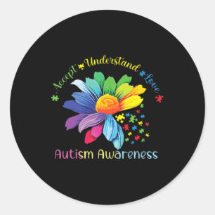 Autism Awareness Sunflower Accept Understand Love  Classic Round Sticker