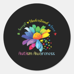 Autism Awareness Sunflower Accept Understand Love  Classic Round Sticker