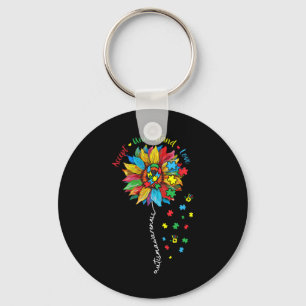 Autism Awareness Sunflower Accept Understand Love Key Ring