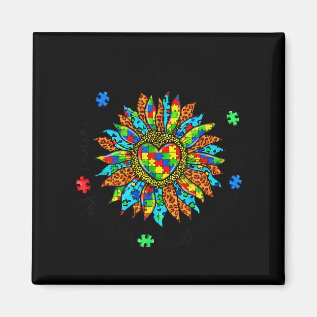Autism Awareness Sunflower Accept Understand Love Magnet (Front)