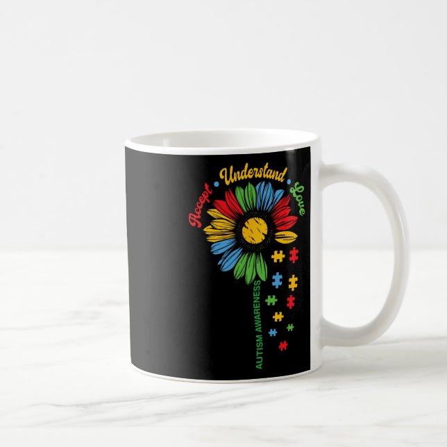 Autism Awareness Sunflower Autistic Support Autism Coffee Mug (Right)