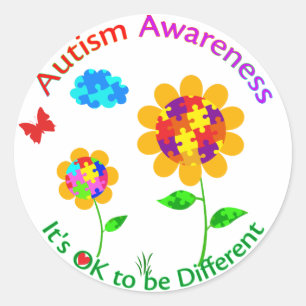 Autism Awareness Sunflower Classic Round Sticker