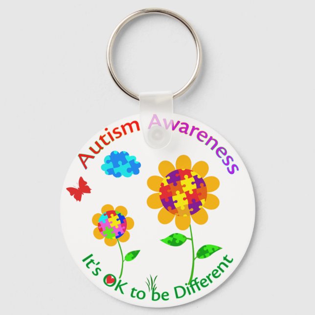 Autism Awareness Sunflower Key Ring (Front)