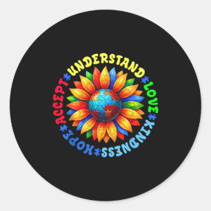 Autism awareness sunflower men women kids autism classic round sticker