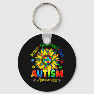 Autism Awareness Sunflower Men Women Kids Autism Key Ring