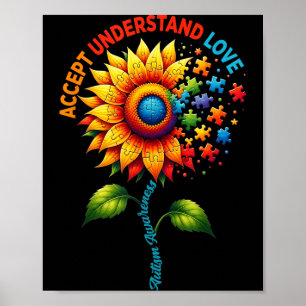 Autism awareness sunflower men women kids autism poster