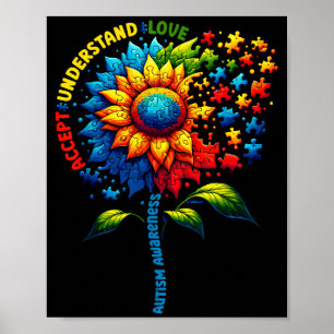 Autism Awareness Sunflower Men Women Kids Autism S Poster