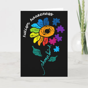 Autism Awareness Sunflower Puzzle Choose Kind Wome Card