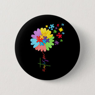 Autism Awareness Sunflower Puzzle Piece Kids 6 Cm Round Badge