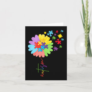 Autism Awareness Sunflower Puzzle Piece Kids Card